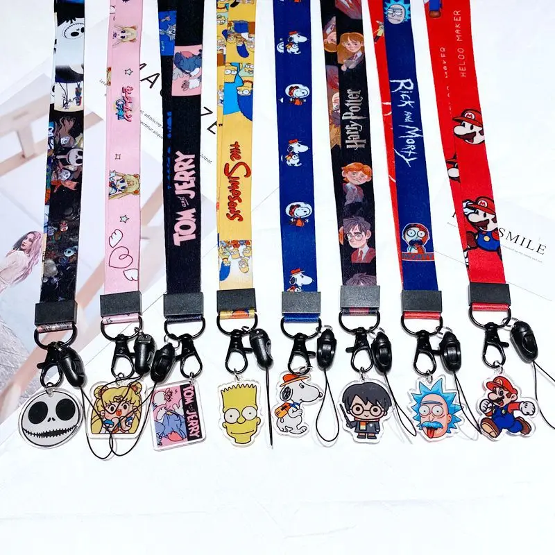New mobile phone lanyard One Pieces wristband Japanese anime Luffy keychain long neck chain badge