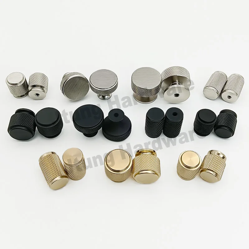 Custom Design Metal CNC Machined Aluminum Silver Polishing Chrome Knurled Cabinet Knob Cylinder Knurled Knob