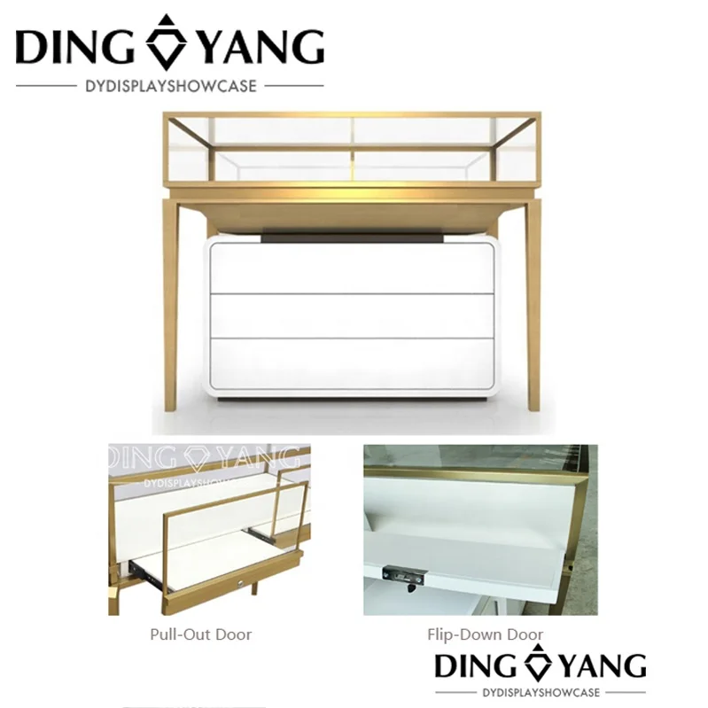 Jewelry Showcase Manufacturer  OEM Gold Jewelry Showcases With Lockable Storage , No Installation And Can Be Used Directly