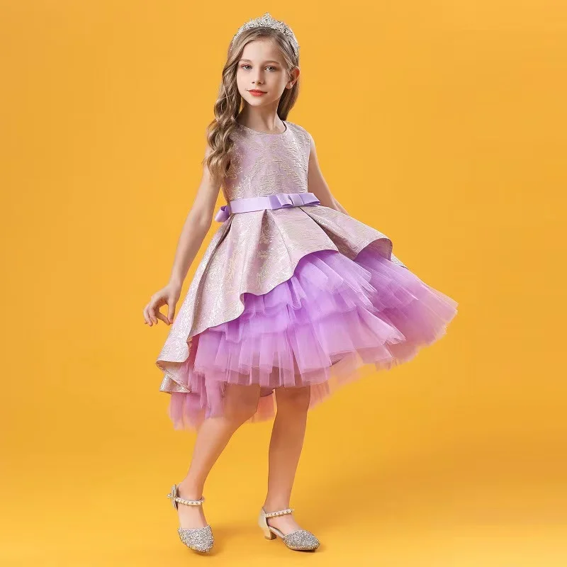 2-8 Years Kids Happy Birthday Party Multi-layer Puffy Dresses For Little Young Girls