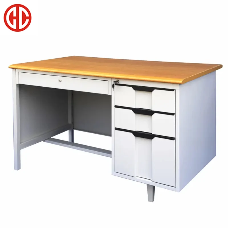 Customized vintage cheap work  steel frames modern pc desktop office furniture desks with cabinet metal office computer table