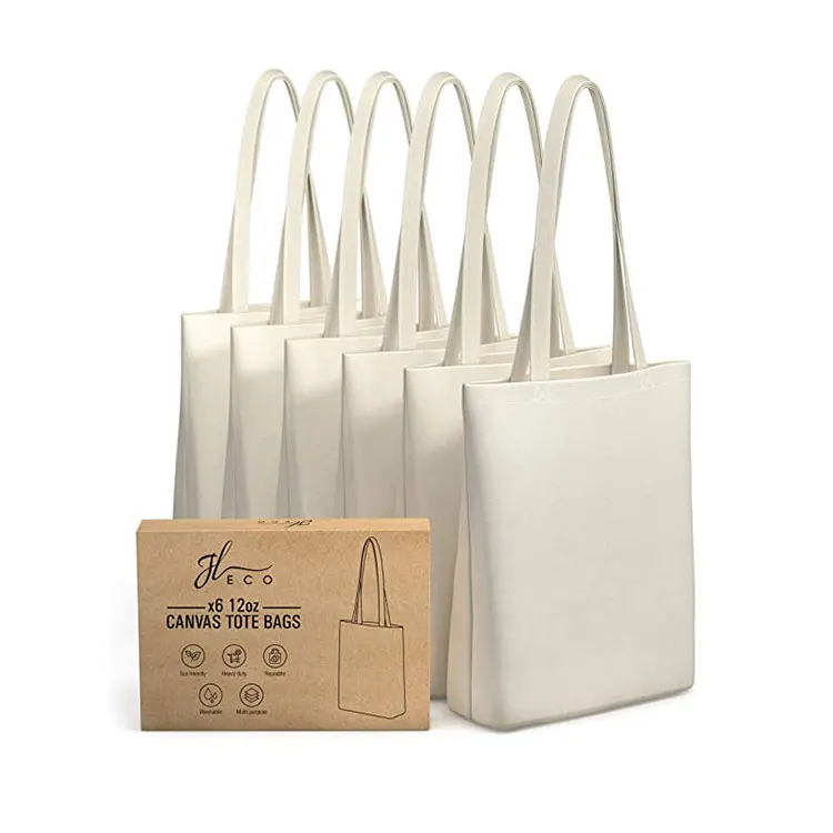 Wholesale custom printed plain cotton canvas grocery shopping tote bag