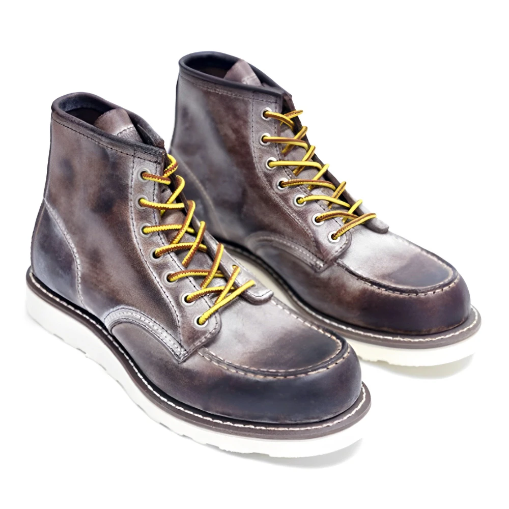 Trendy Genuine Leather Casual Boots Lace-up Gray Breathable Waterproof Outdoor Chukka Shoes for Men Customize Logo