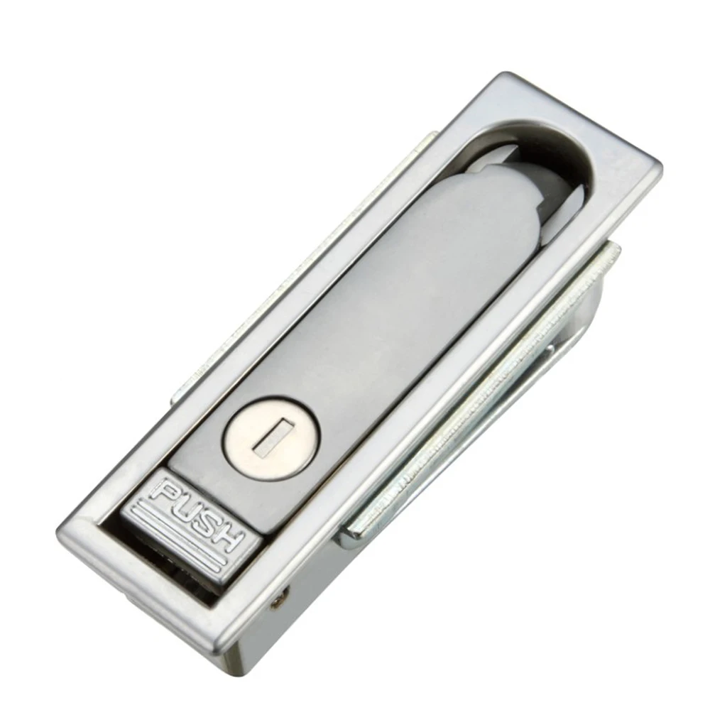 MS713 Zinc Alloy Matt Chrome Coated Push Button Plane Cabinet door Lock