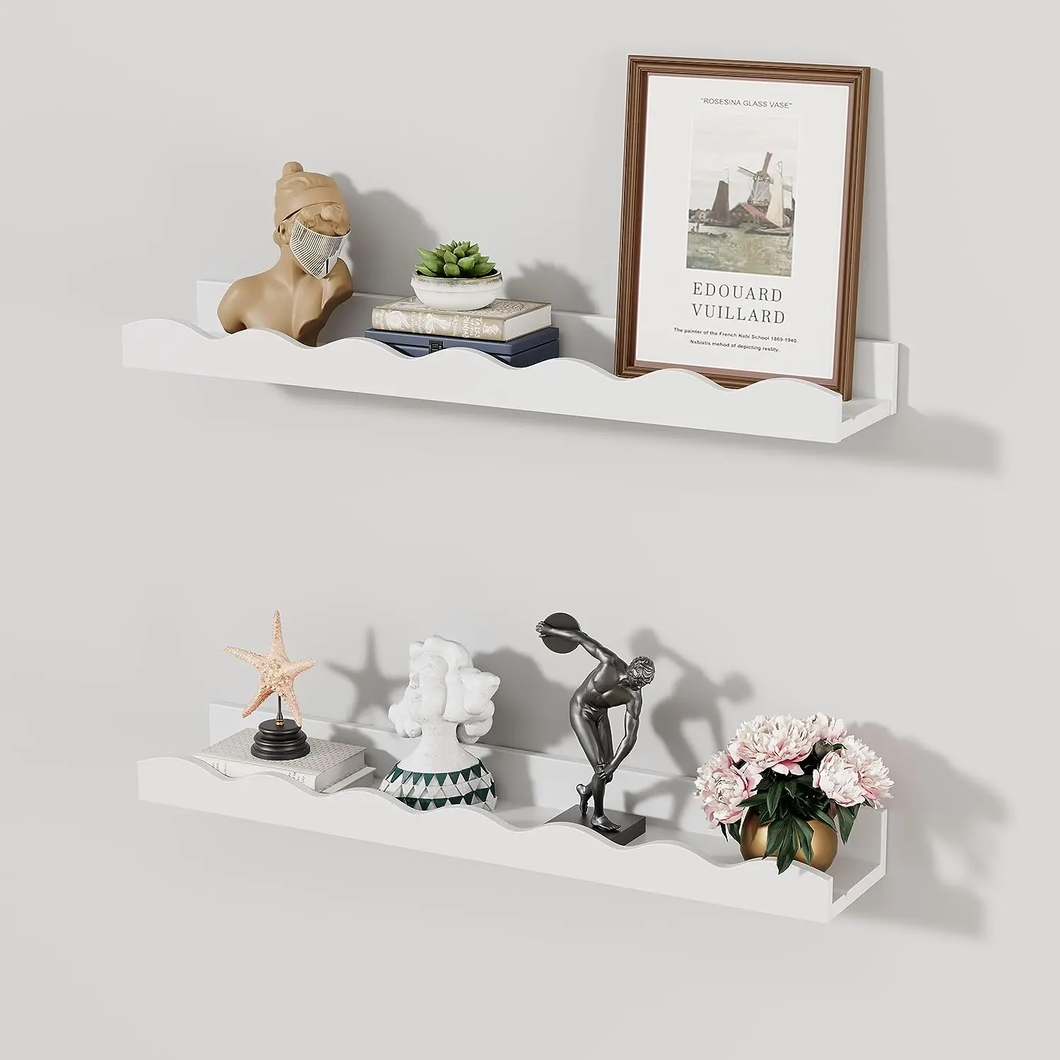 Bookcase 2-piece modern wooden storage rack suitable for wall decoration  books  toys and photo frames