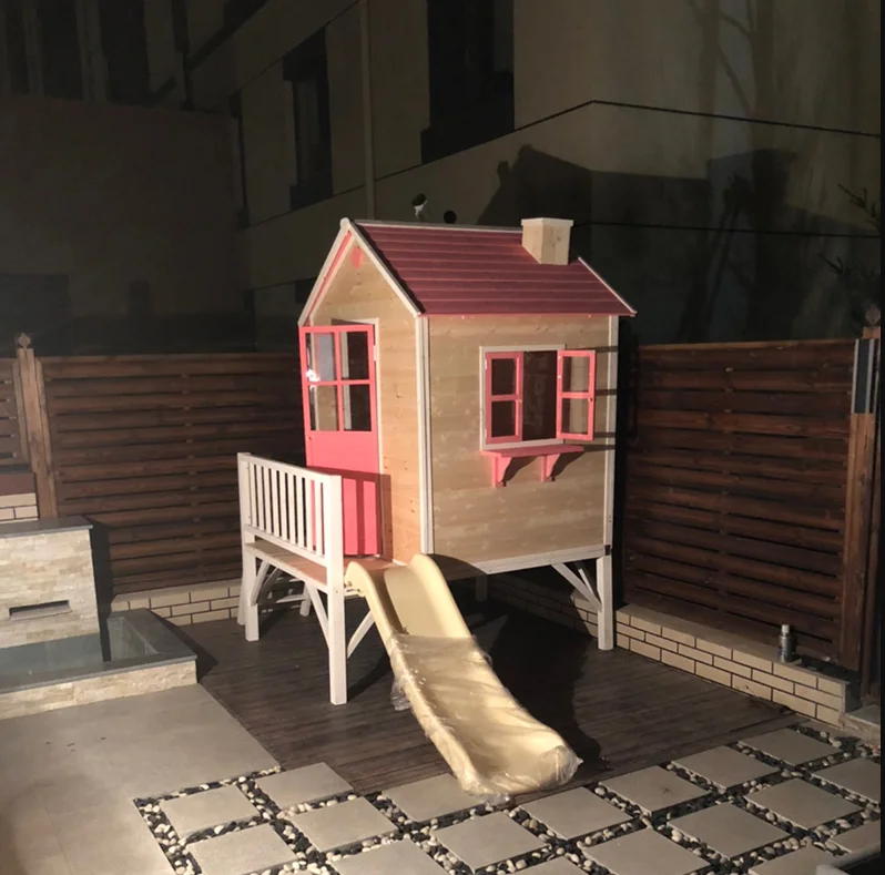 Baby wooden house outdoor tent puzzle playground game house kindergarten slide children outdoor large tree house