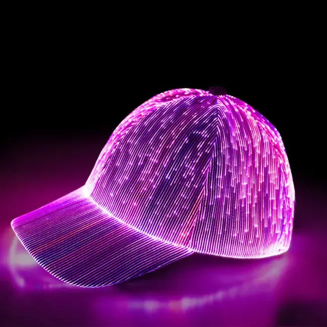 Wholesale price flash light fiber optic hat music festival fiber optic luminous glow in the dark baseball hat gorras led