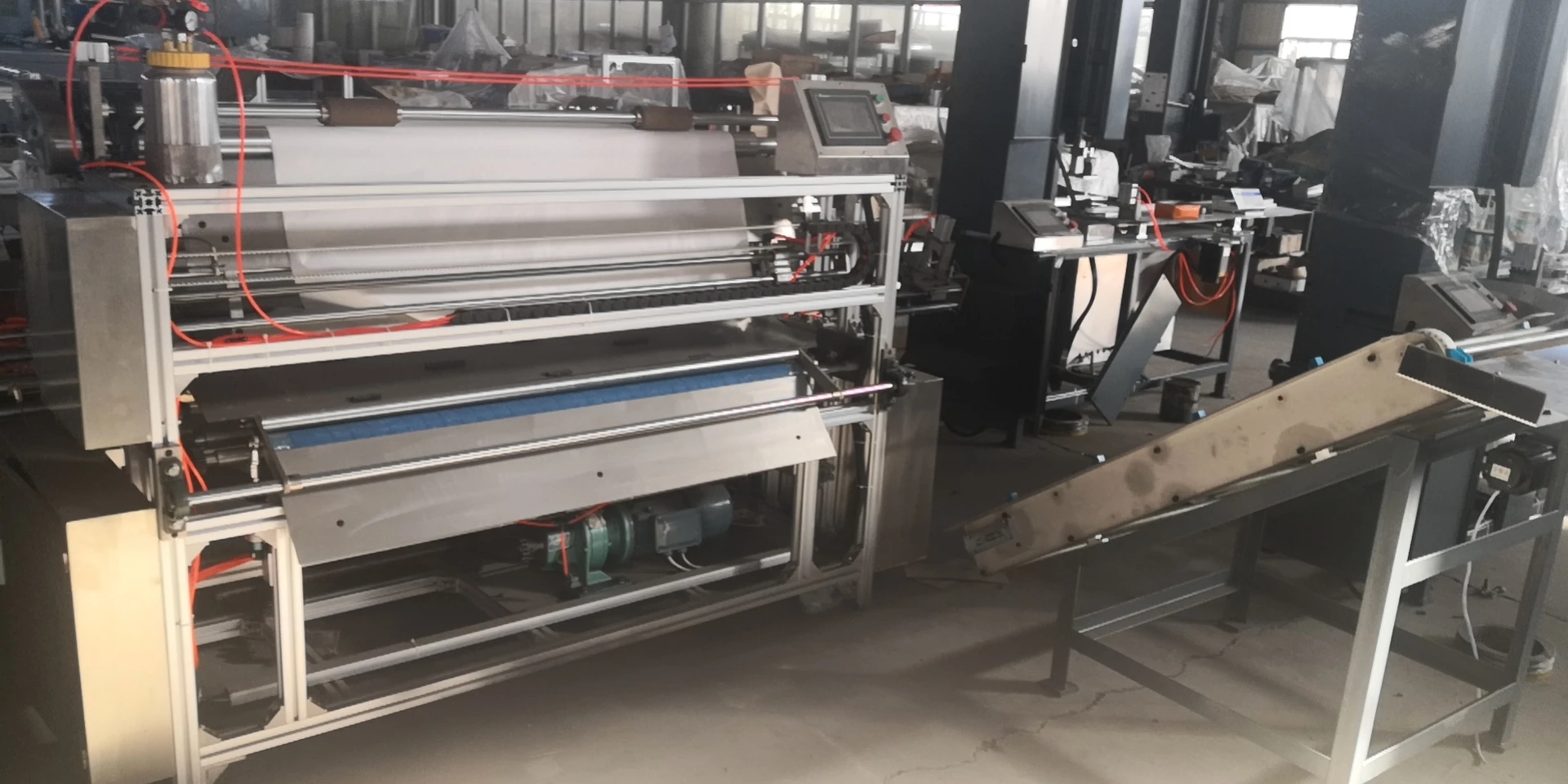 Automatic high speed Medical Cotton Gauze Bandage Rolling Cutting Packing Machine