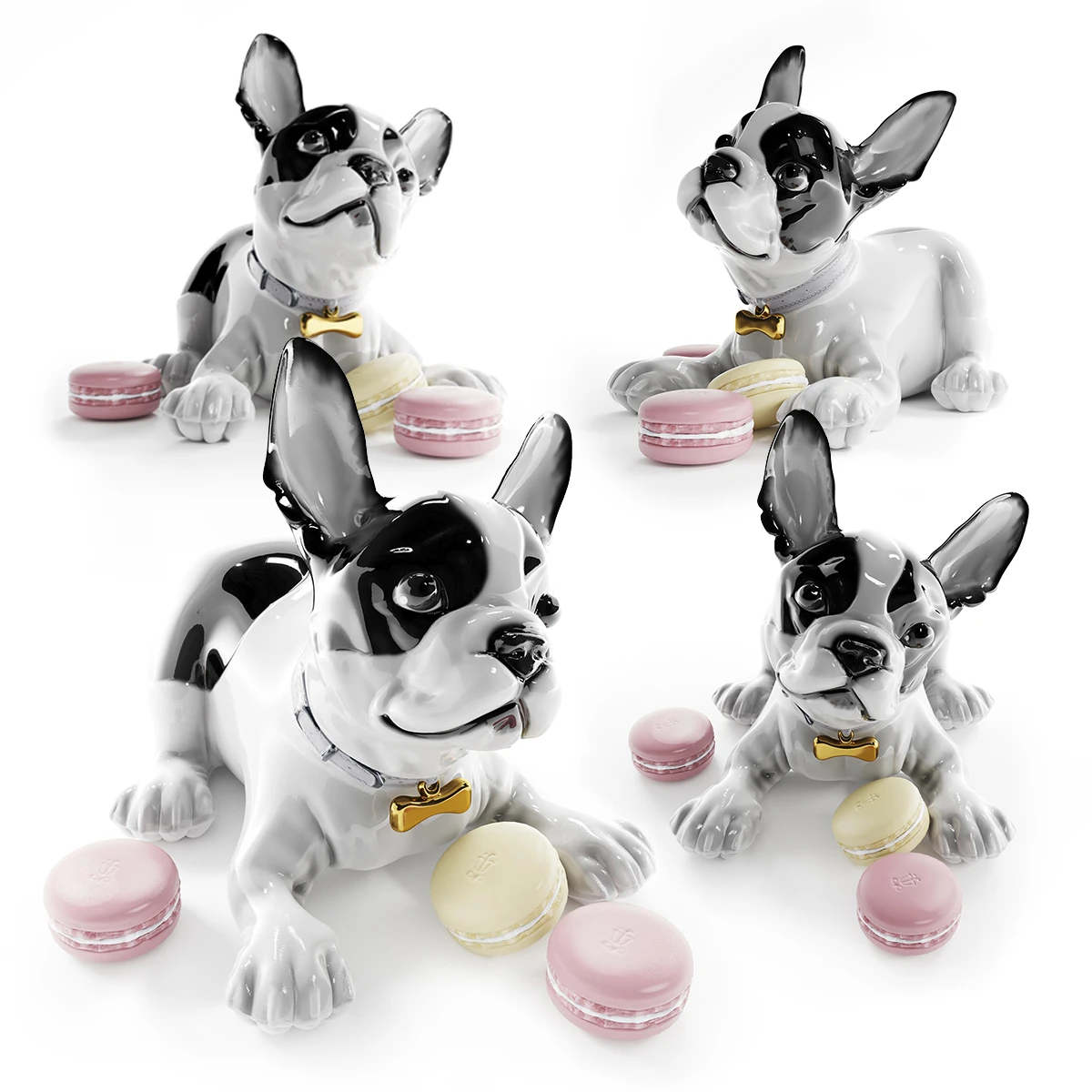 Polyresin  French Bulldog with Macarons Dog Figurine