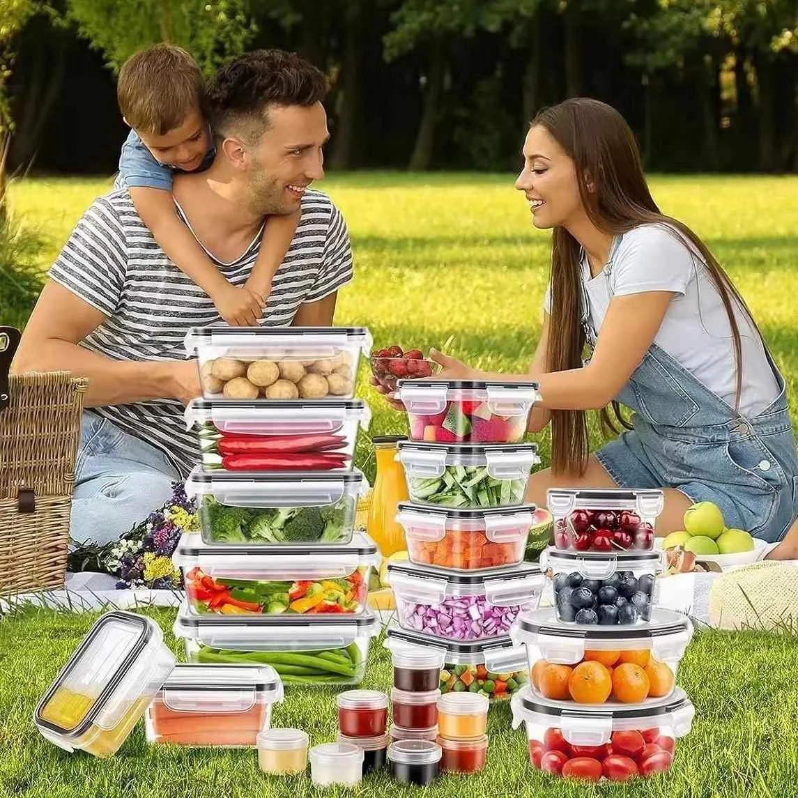 24 Pieces Food Storage Containers with lids, Plastic BPA-Free Meal Prep Container for Pantry Organizers and Free Labels Marker