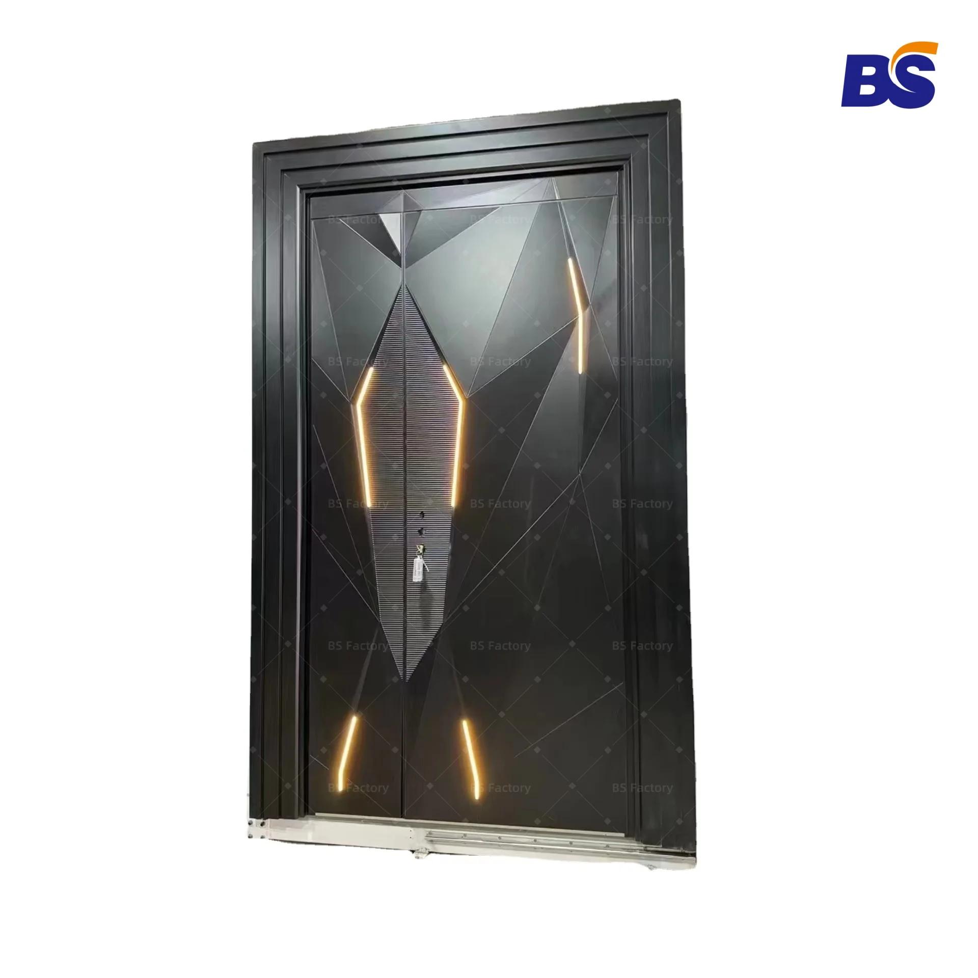Smart Fingerprint Lock Front Entry Doors Wood with Iron Pivot Security Glass Smart and Stylish Access