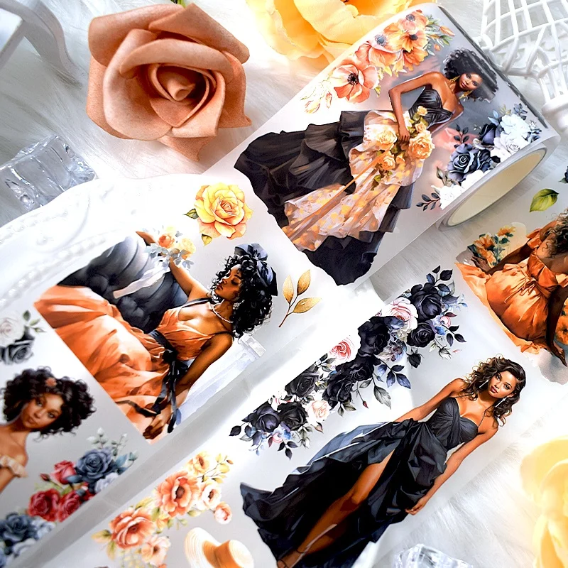 MOQ2 Character and Flower Beautiful Tape Transparent Matte PET Washi Tape for Journal