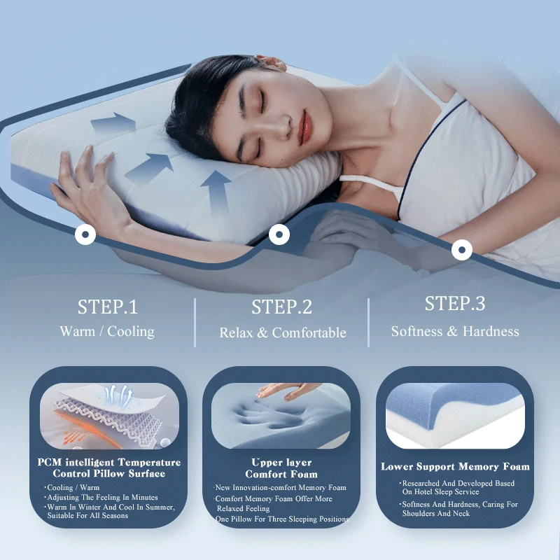 2024 New Cooling Memory Foam Cervical Orthopedic Pillow Custom Wholesale Bed Pillows