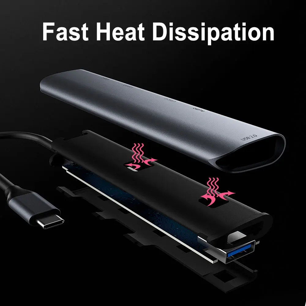 5 In 1 Switch USB C Laptop USB-Por-Hub Mini Usb Por Hub With Power Adapter