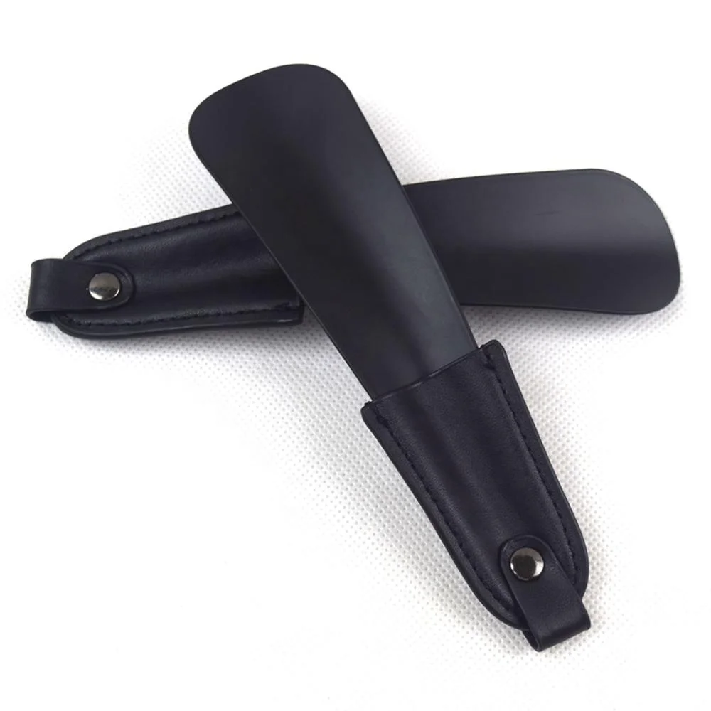 Hottest 16cm Paint Spraying Black Shoe Horn With Leather Handle