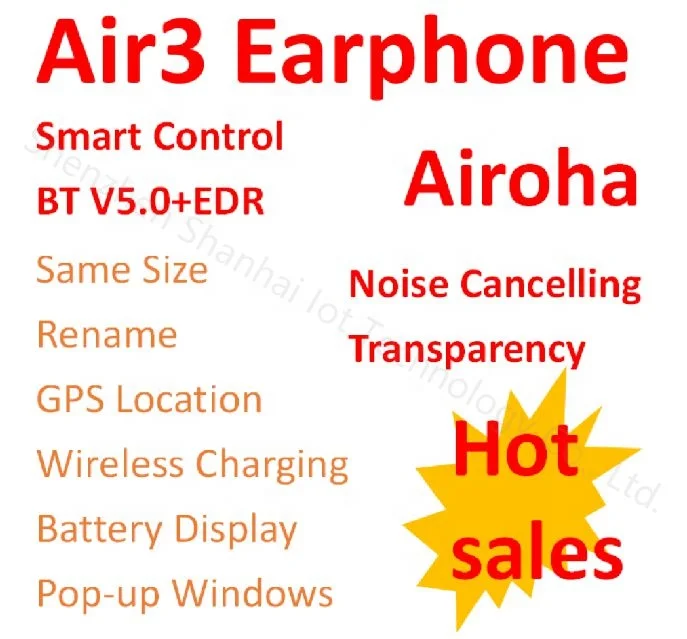 
2021 ANC Airpro Airoha 1562 1:1 Noise Cancelling Rename GPS In Ear TWS Air Pro 3 Wireless Blue tooth Earphone Earbuds 