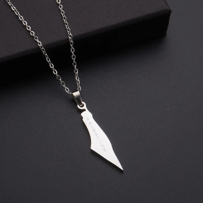 Stainless Steel Arabic Pendant Necklaces Israel Palestine Map Necklace