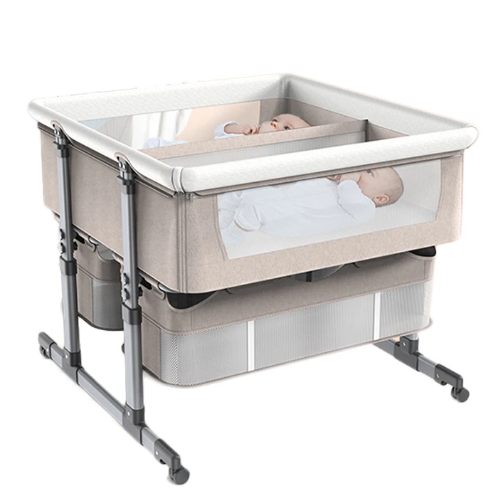 
Convenient foldable swing bedding crib super large comfortable space twin cradle 