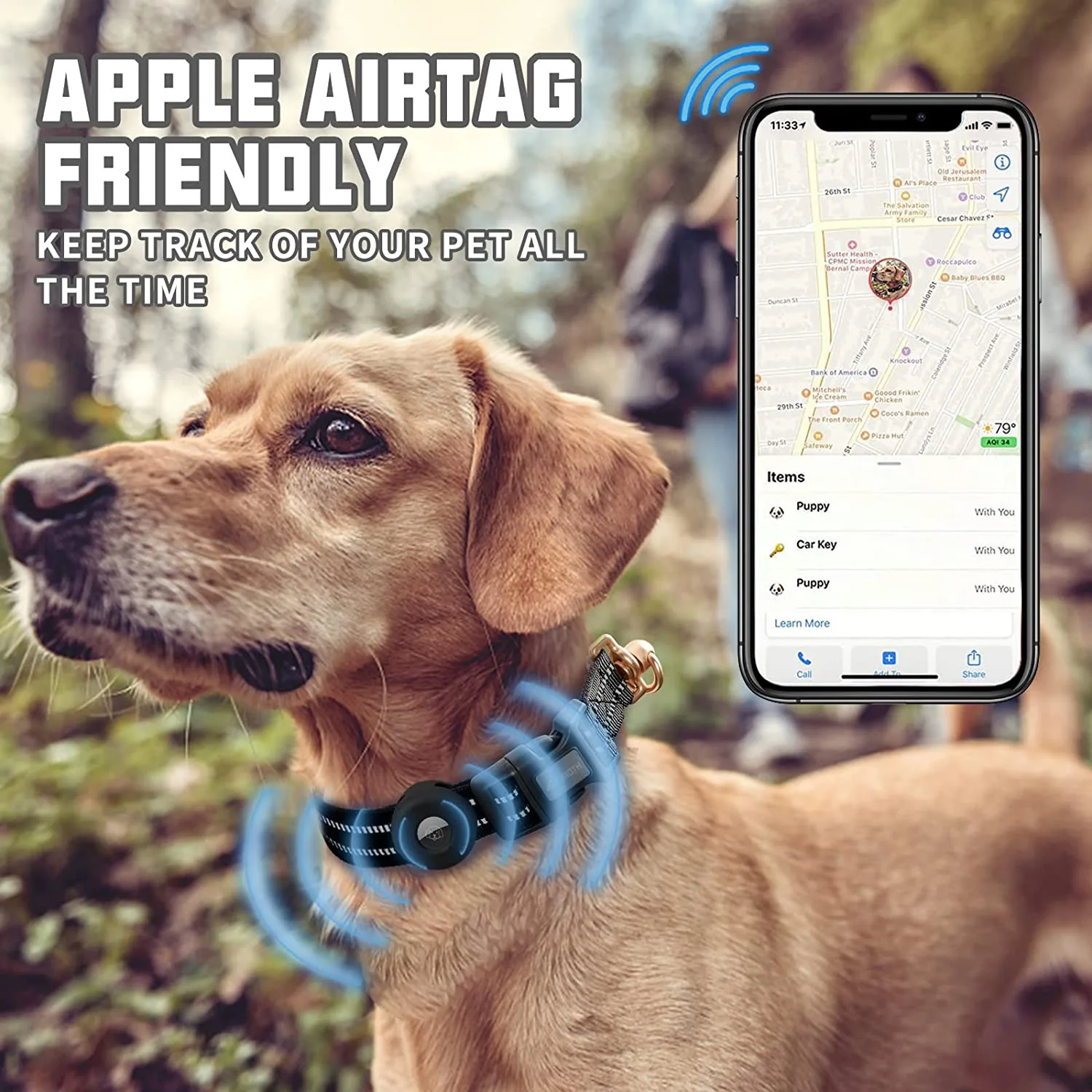 new design Silicone cover pet collar nylon reflective and anti wrapping airtag apples dog gps tracker collar