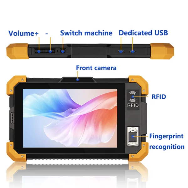 OEM QR Scanner Barcode Front Finger 4G Dual Sim Rugged Android Tablet Pc 7 Inch Pda With NFC