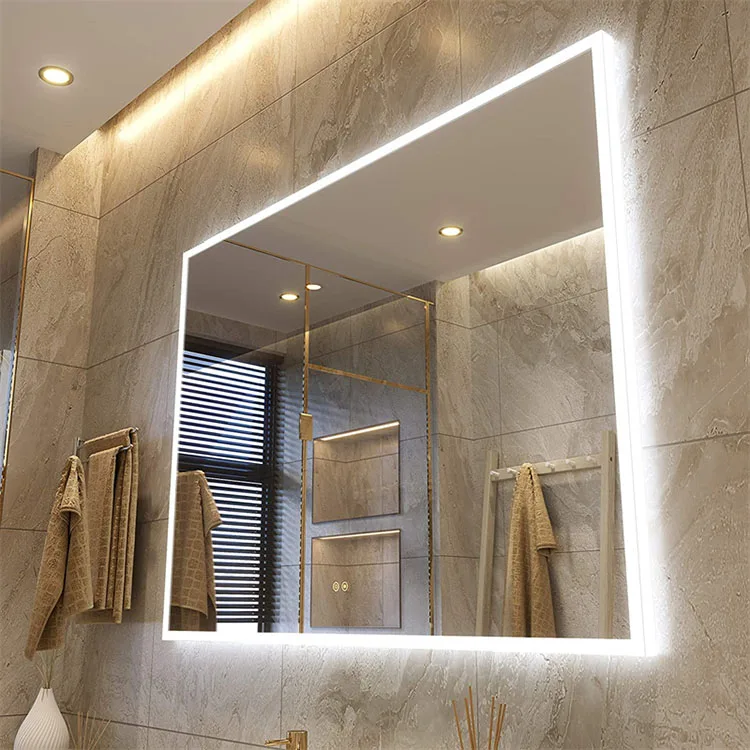 wholesale custom bathroom wall mounted hangable half body mirror freestanding hairdressing hd led light up mirror for vanity