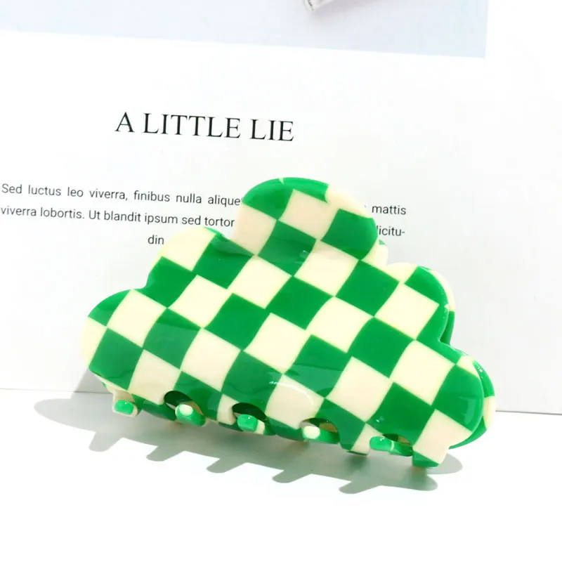popular acetate plaid hair claw clips checkered board clutchers hair clip crab cloud large hair clamps claw clips for women