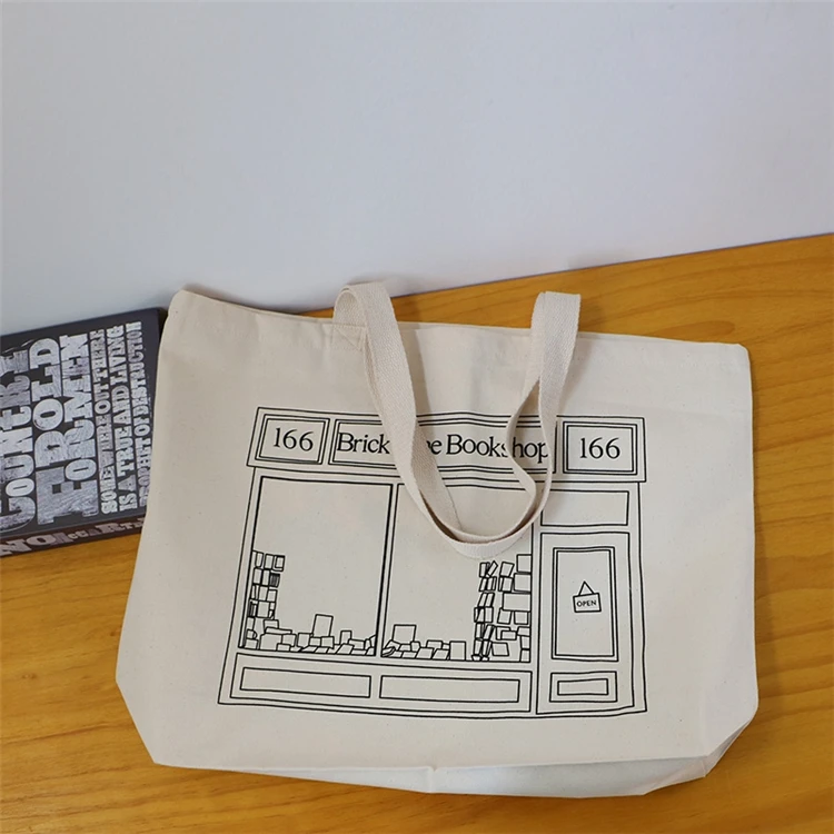 Chuanghua Custom tote bag with logo Small Size Nature 12oz Canvas Tote Bag With Zipper Mini Tote Bag Canvas Custom