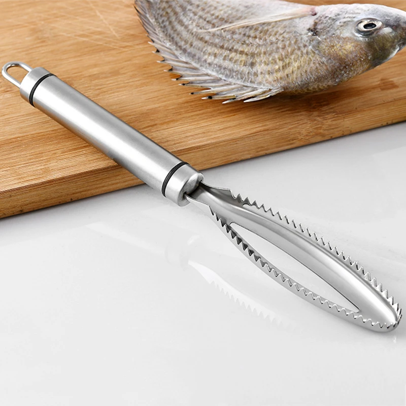 Kingwise Kitchen Gadgets Fish Scales Scraper Skin Remover Scaler Knife Clam Opener Stainless Steel 304 Fish Cleaning Scarper