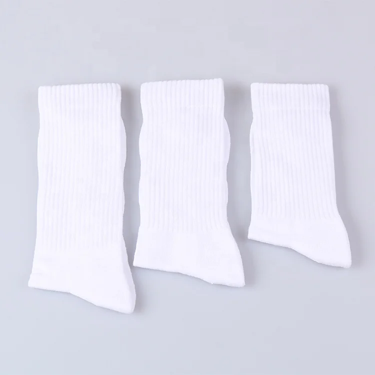 Professional men adult plain white combed cotton winter warm sport socks plain white terry sport socks