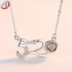 wholesale Rose Gold Silver 100 Languages I Love You Statement Necklace Love Memory Pendant  Necklace
