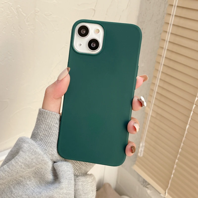 Soft Rubber Candy Frosted texture phone case Silicone tpu big hole material For Iphone 11 12 13 14 Case