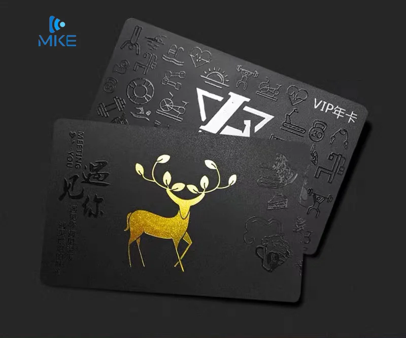 Custom luxury embossed frost uv black plastic pvc cards