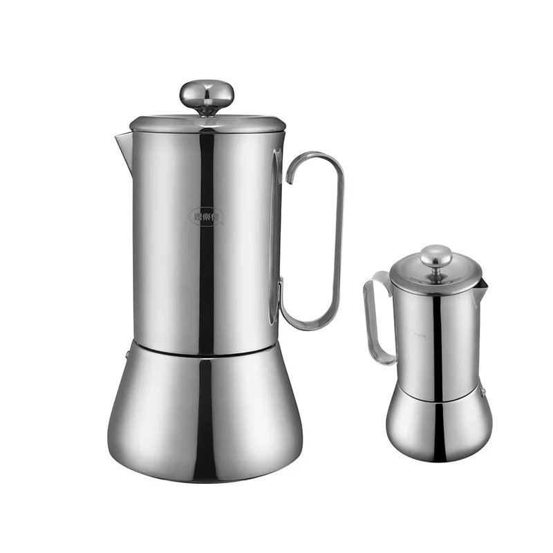 Classical 400 ml 4 cup stainless steel moka pot coffee maker for induction cooking tops