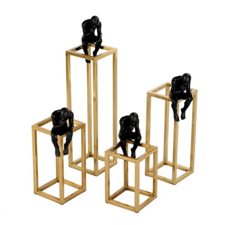 Black Resin Statues Ornaments Home Decoration Pieces Luxury Accessories Modern