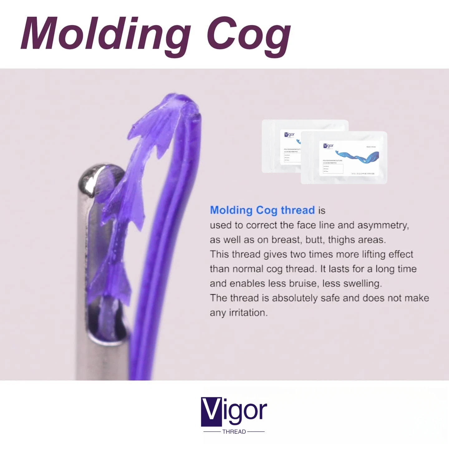 VIGOR wholesale hilos pdo lifting threads korean hilos fishbone mono cog thread lift 8d 18g 100mm korea pdo 3d thread tensioners