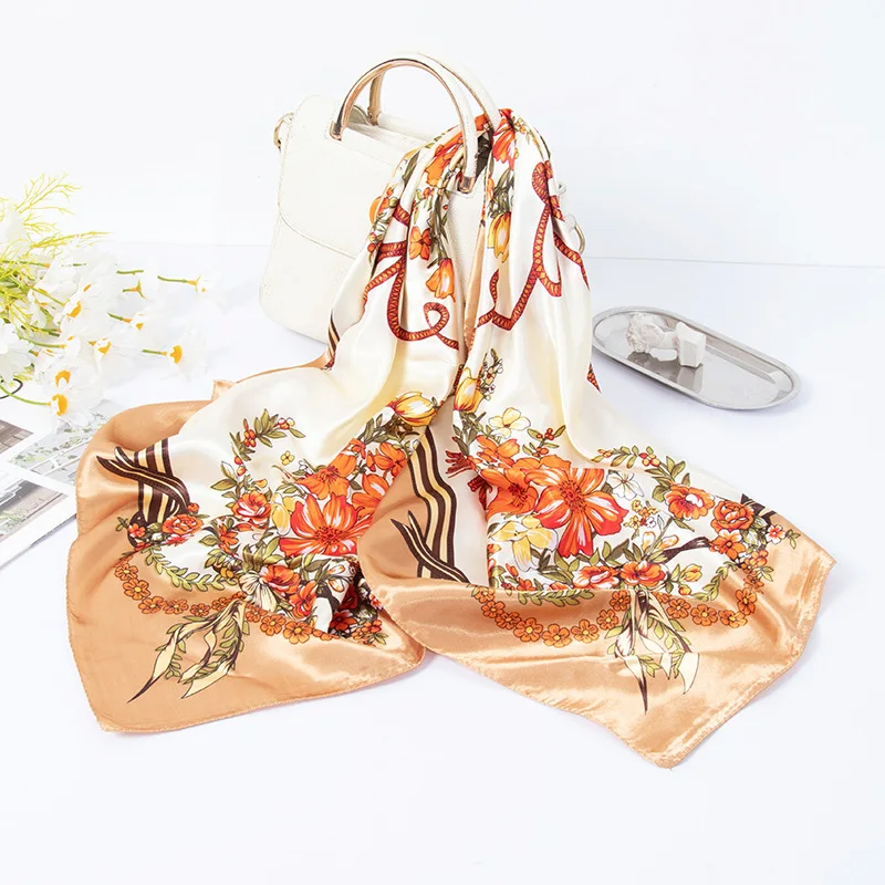 Satin Scarf Manufacture Custom Neck Silk Like Scarf Women Ladies Square Satin 90x90 Scarves