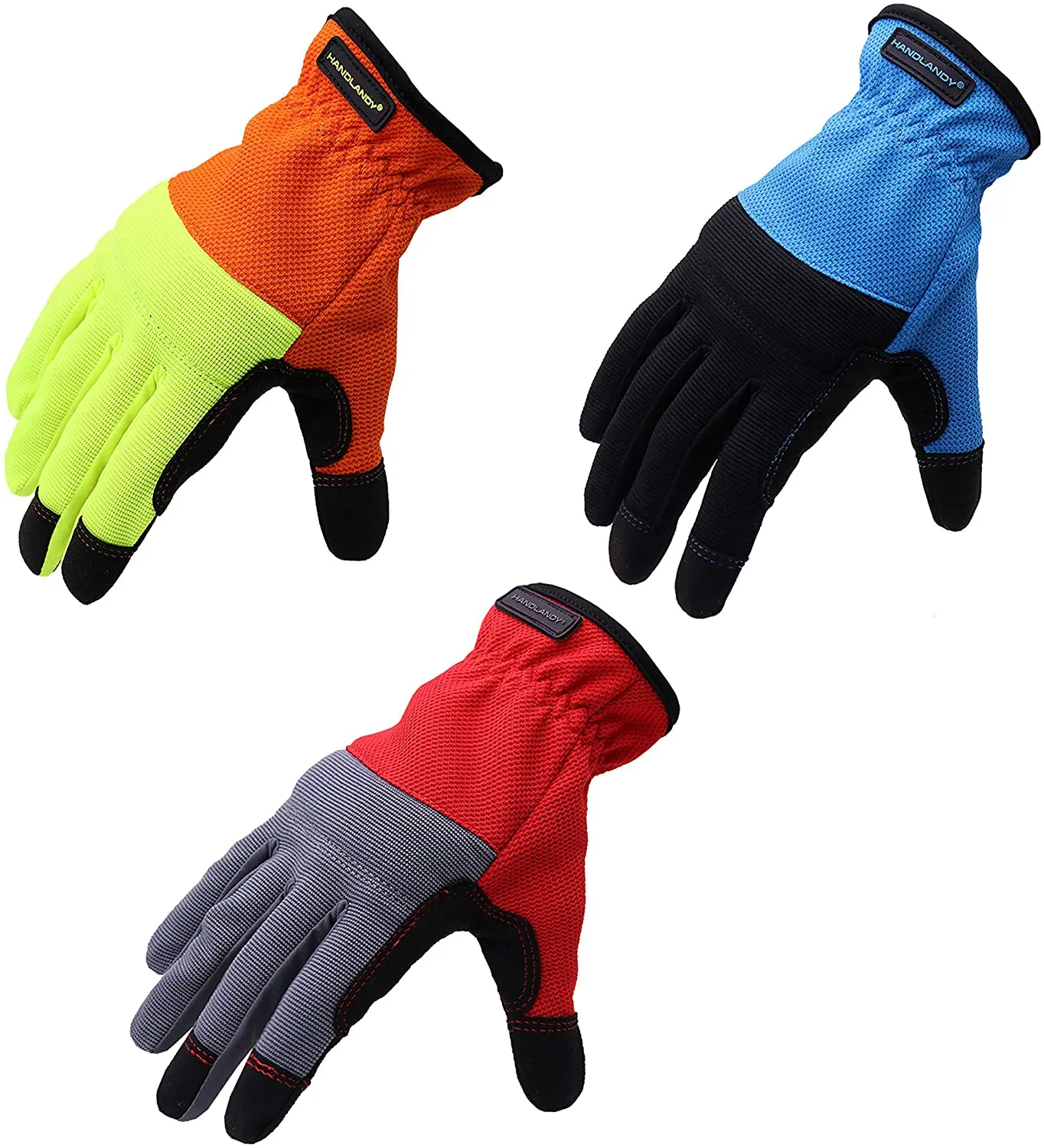 PRI Blue Foam Padded Vibration-resistant High Visibility Mechanical Touch Screen Construction Safety Gloves to Work EN388 CN;FUJ