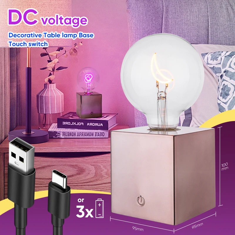 Nordic Modern Home Decor Li-Battery Plastic Square E27 Lamp Table Lamp Holder Bases