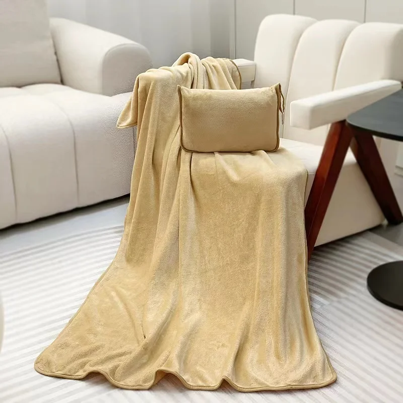 JiZe Premium Soft 2 In 1 Airplane Blanket With Soft Bag Pillowcase Hand Luggage Sleeve Backpack Clip Travel Blanket And Pillow