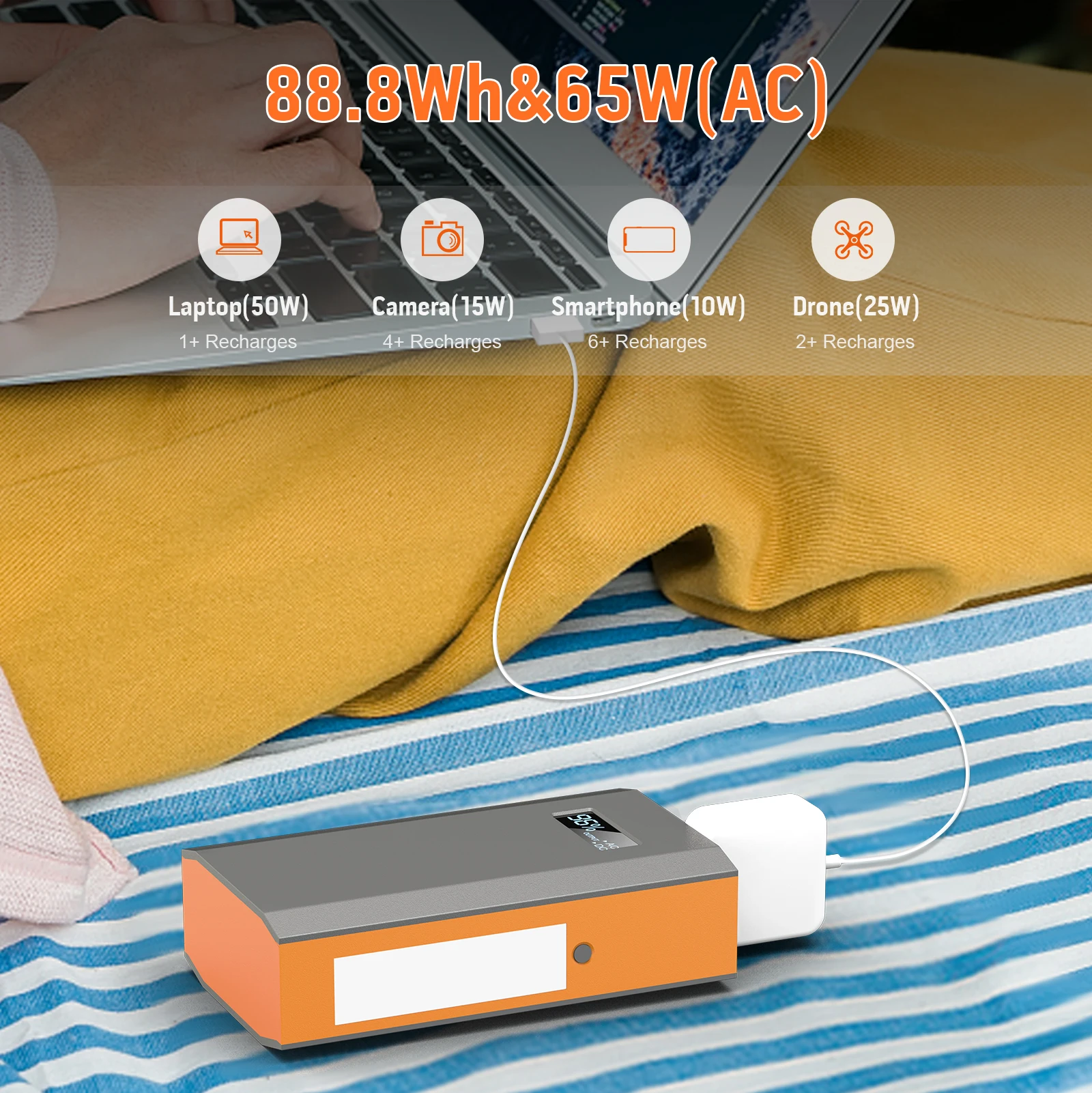 24000mah  power bank 65w ac powerbank external battery charger 24000mah for dell laptop 110v output