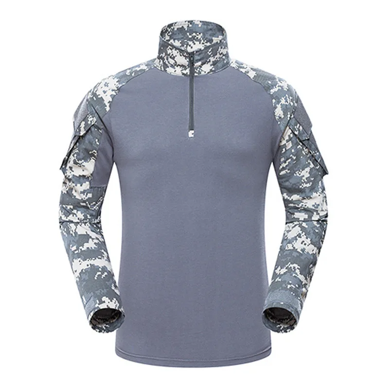 Cotton Men Outdoor Camouflage Long Sleeves Frog T-shirt Navy Blue Cycling Training Clothing Solid Tactical Generation T shirts