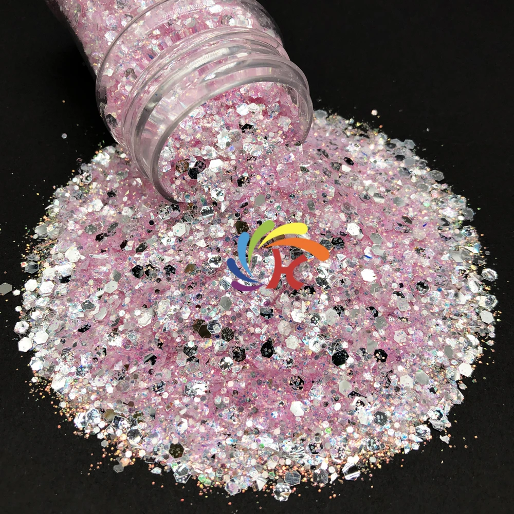 Pastel Bulk Polyester Glitter Soft Chunky Mix Glitter for Nail Art Christmas Decorations