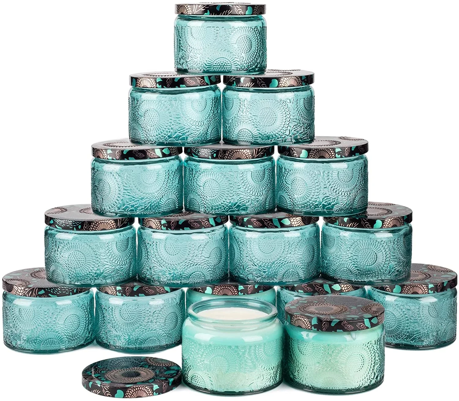 Glass Candle Jar Vessel for Home Decor Soy Wax Container Embossing New Fashion 4oz Home Decoration Gift Box Silver Round 5 Color