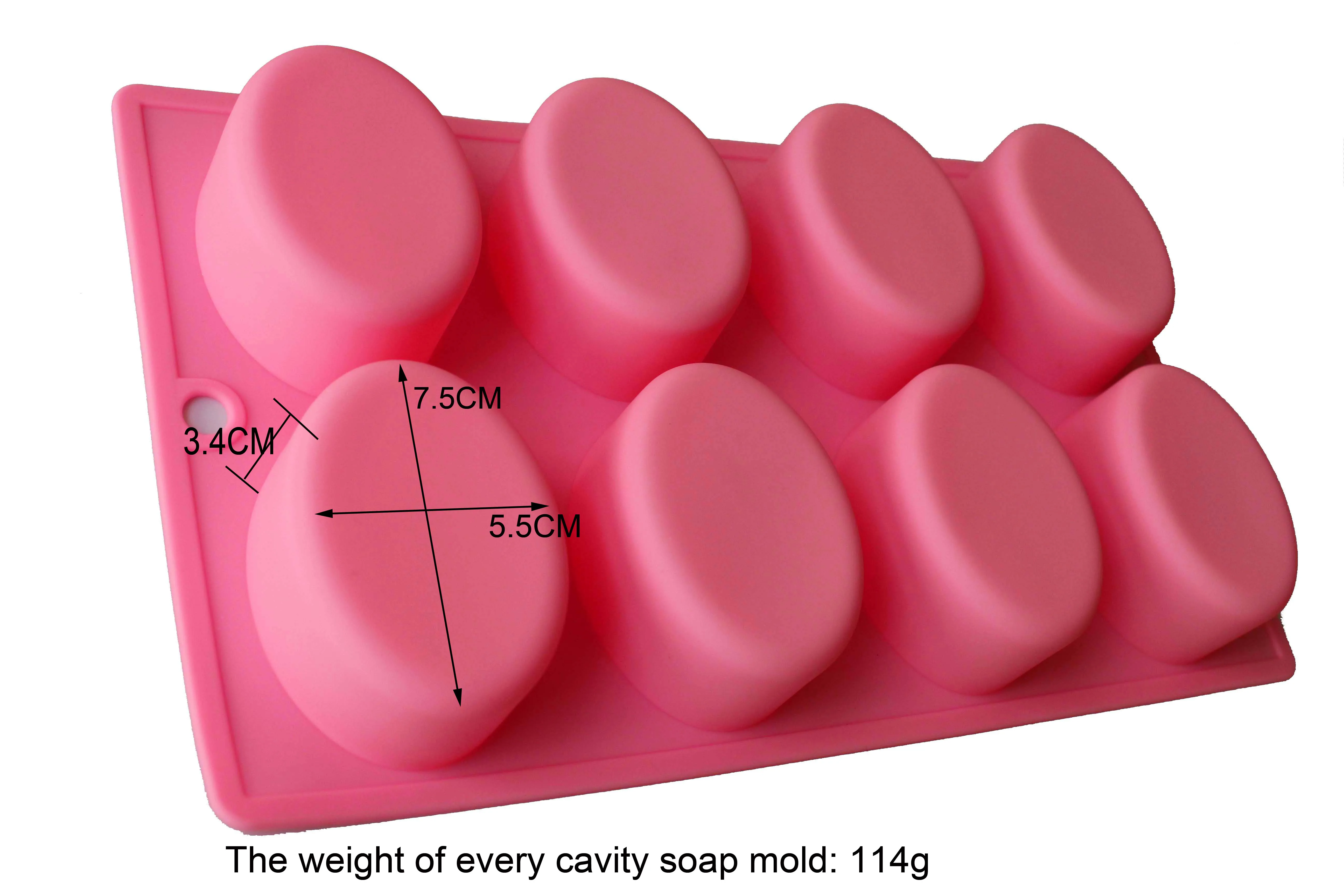 8 holds oval shape silicone soap mould cake pan