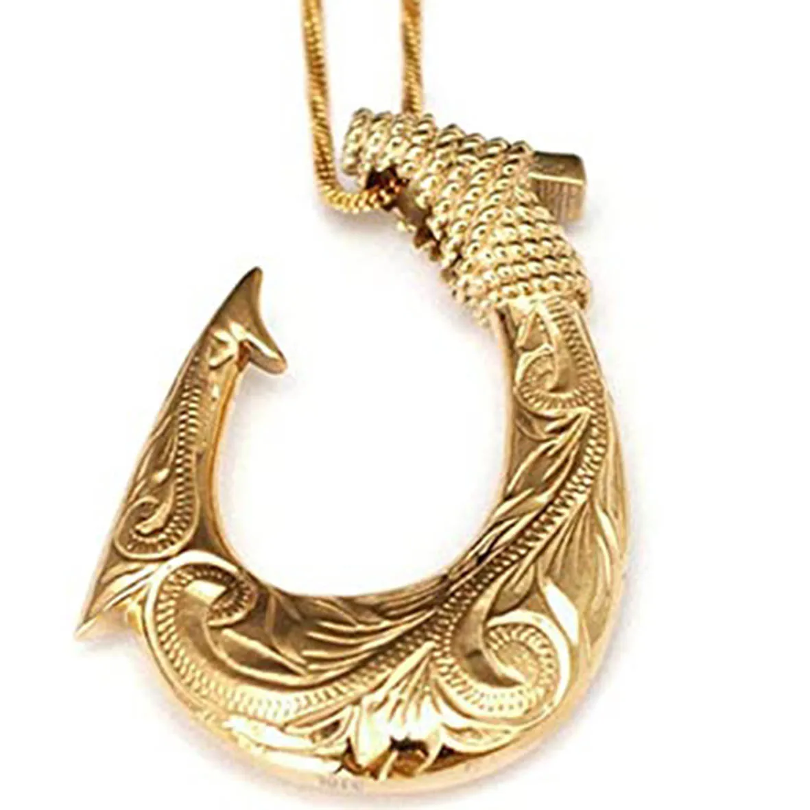 Many size Yellow Gold 925 Sterling Silver Fish Hook Pendant Hawaiian Jewelry