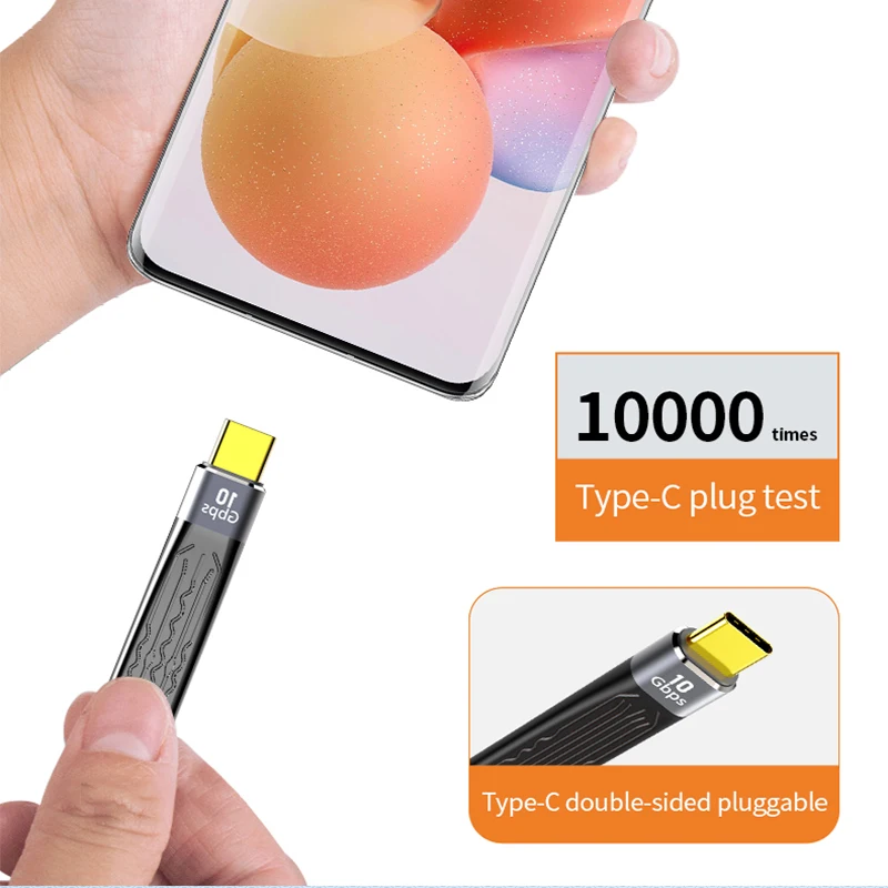 Factory Price PD 60w fpc gen2 10gbps cable 0.15m type c to type c short flat data cable kable for Mac book Pro