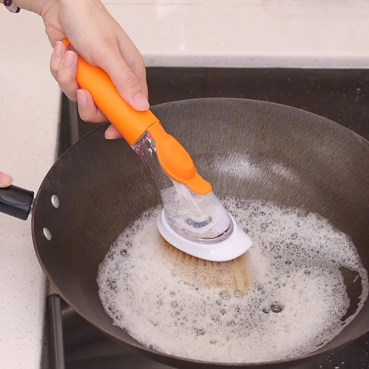 
Wholesale Hotsale Multiple Color Liquid Adding Spray Replaceable Sisal Bristle Cleaning Brush Scrubber For Pot Pan Bowl Kitchen 