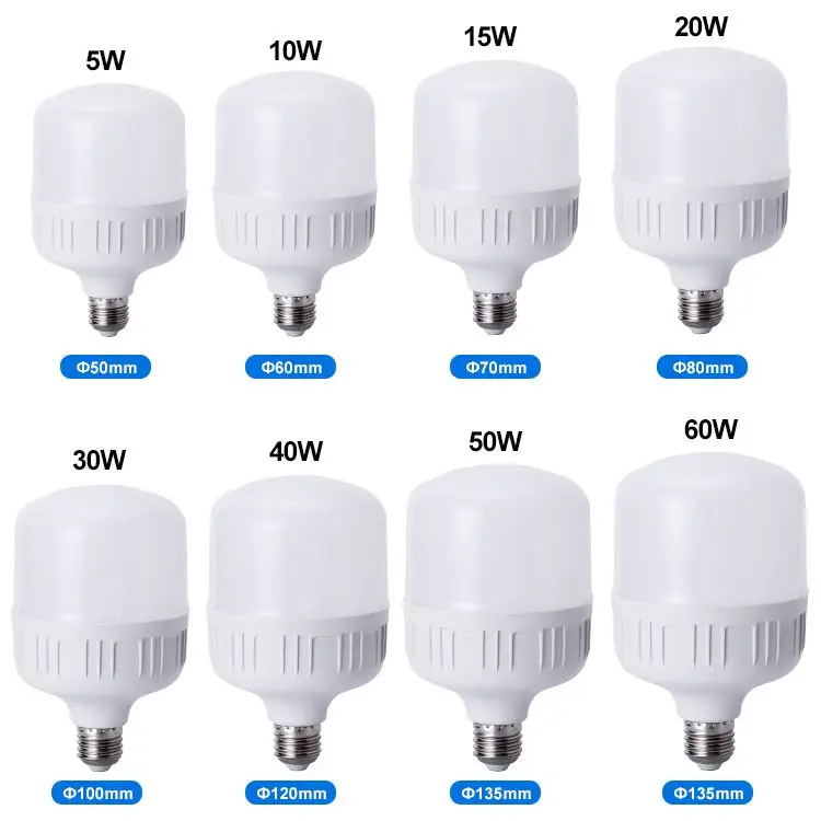 Factory Price E27 T Shape LED Lamp Bulb B22 Base AC Power MR16 Type 3000K CCT Aluminum Warehouse 5W-60W Options ROHS Certified