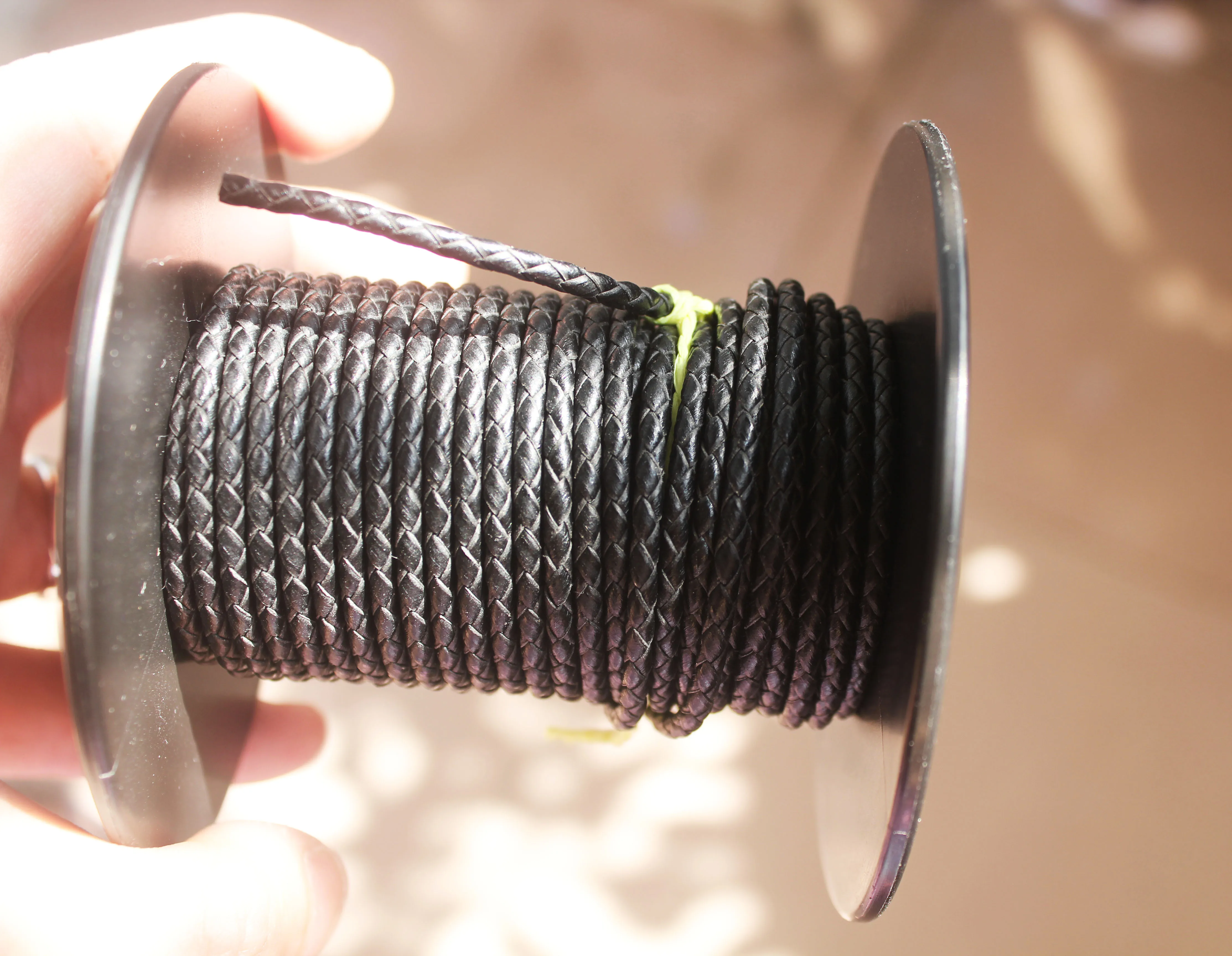 BMZ ready to ship!3mm 4 strands black braided genuine bovine bolo leather round cord