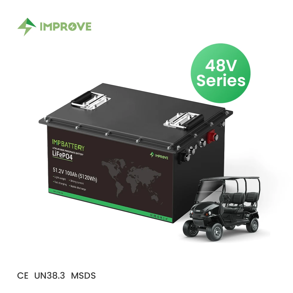 Factory sale 36V 48V 50ah100ah120ah 135ah 200ah lifePO4 golf cart battery smart BMS build in LCD